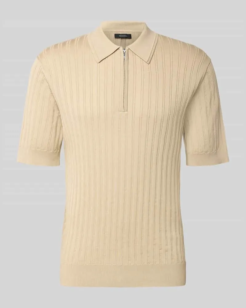 Matinique Slim Fit Poloshirt mit Reißverschluss Beige