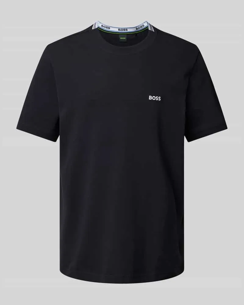 HUGO BOSS Regular Fit T-Shirt mit Label-Stitching Modell 'TADDY Dunkelblau