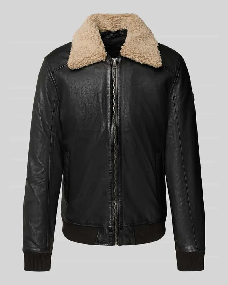 Mauritius Bomberjacke in Leder-Optik Black