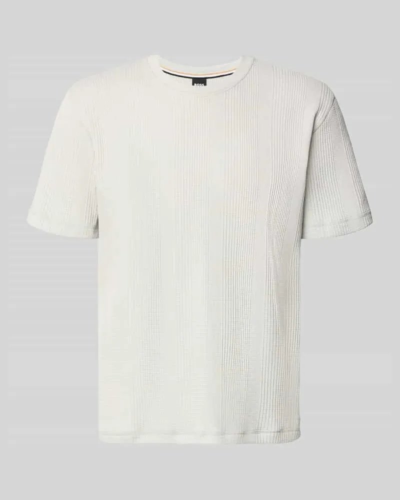 HUGO BOSS Regular Fit T-Shirt mit mit Waffelstruktur Modell 'STRUCTURE Hellgrau