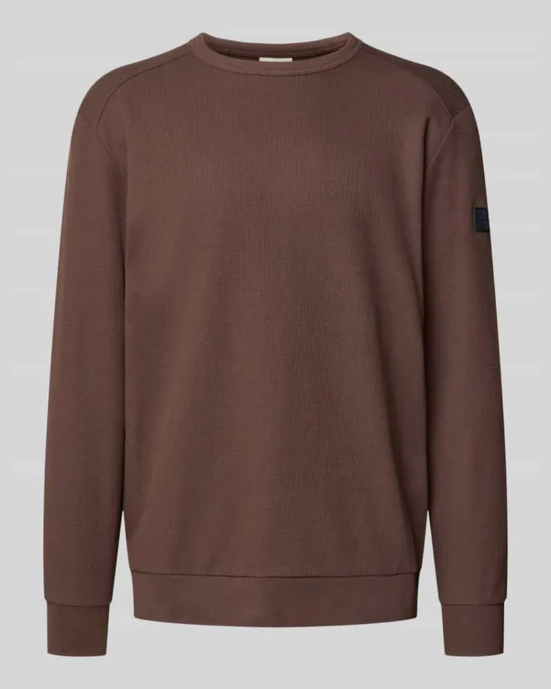 Tom Tailor Regular Fit Langarmshirt aus Baumwoll-Mix Mittelbraun