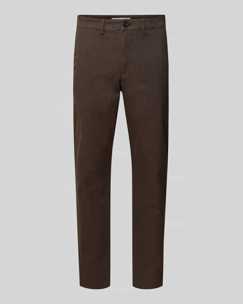Selected Homme Slim Fit Chino aus Baumwoll-Mix Modell '175 BRUSHED Dunkelbraun