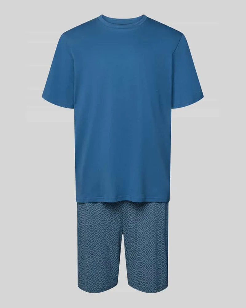 Schiesser Regular Fit Pyjama-Set im kurzärmeligen Design Modell 'Casual Marine