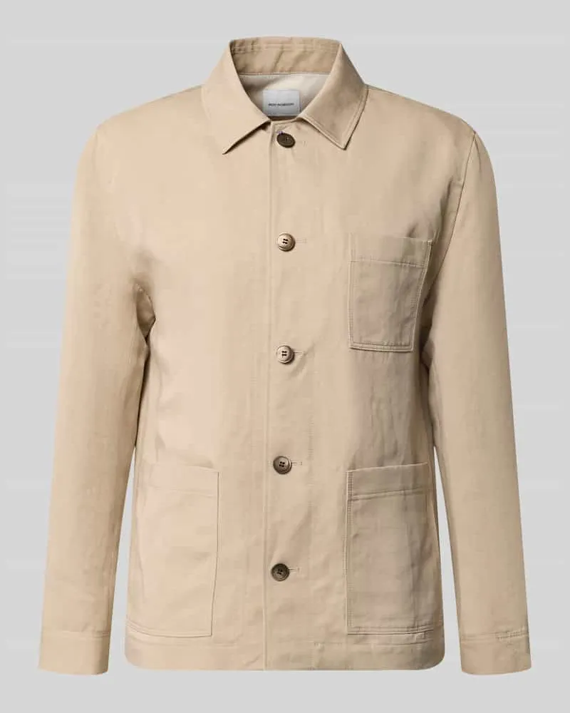 Roy Robson Regular Fit Hemdjacke aus Lyocell-Mix mit Leinen-Anteil Beige