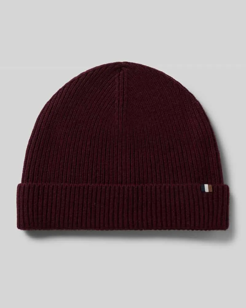 Bugatti Beanie mit Schurwoll-Anteil Bordeaux