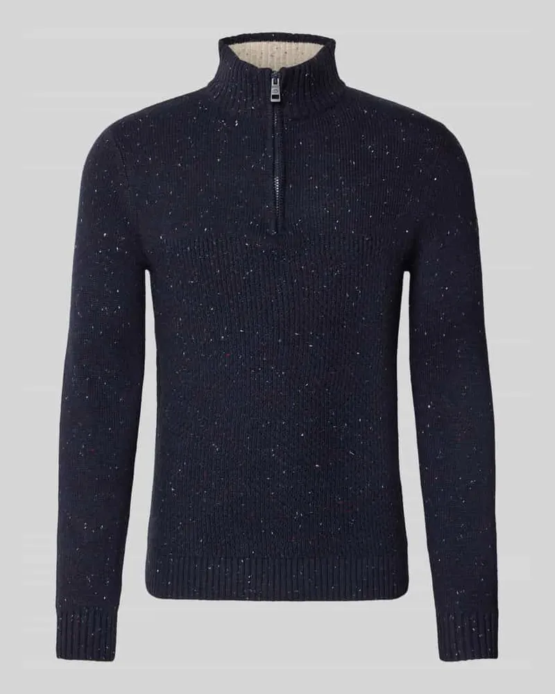 Tom Tailor Regular Fit Troyer aus Baumwoll-Mix Marine