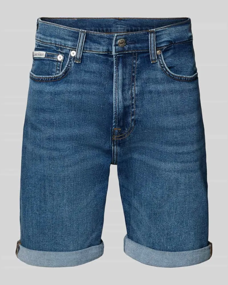 Calvin Klein Slim Fit Jeansshorts aus Baumwoll-Mix Modell 'HAMPTON Dunkelblau