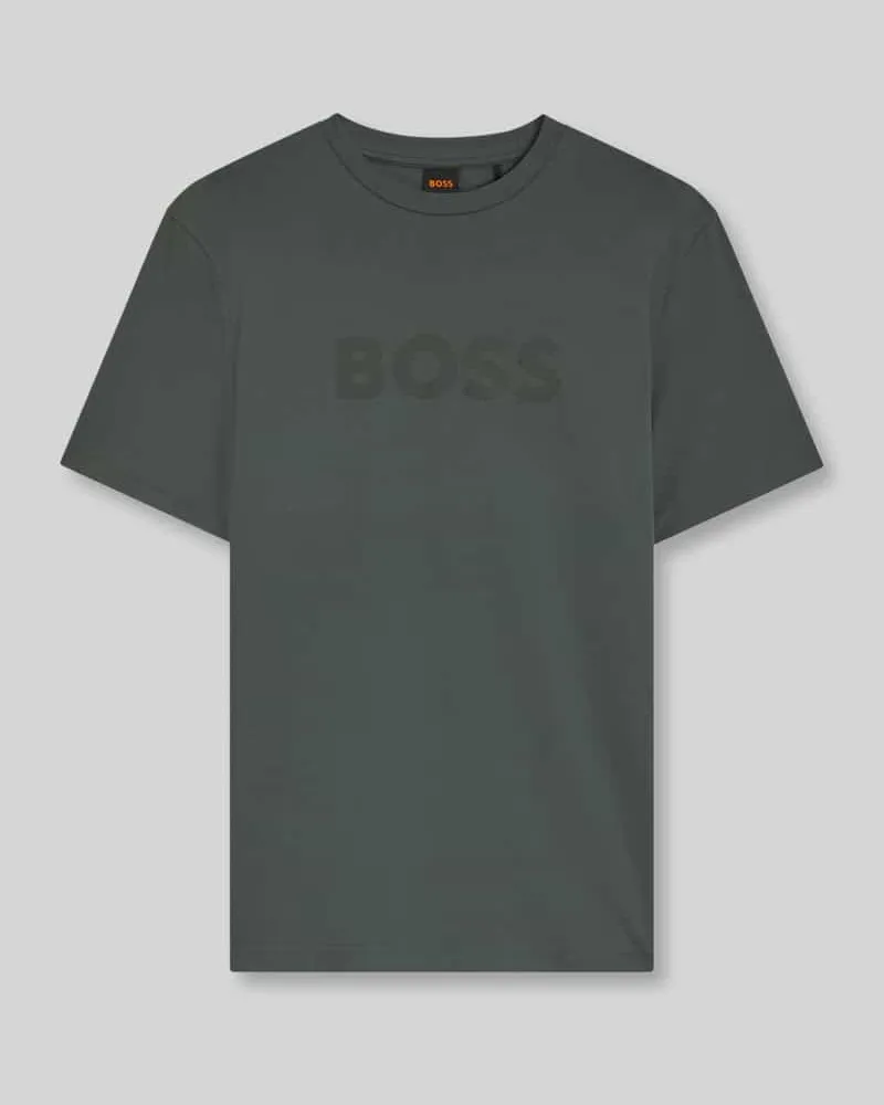 HUGO BOSS Regular Fit T-Shirt aus reiner Baumwolle Modell 'Te_Logo Khaki