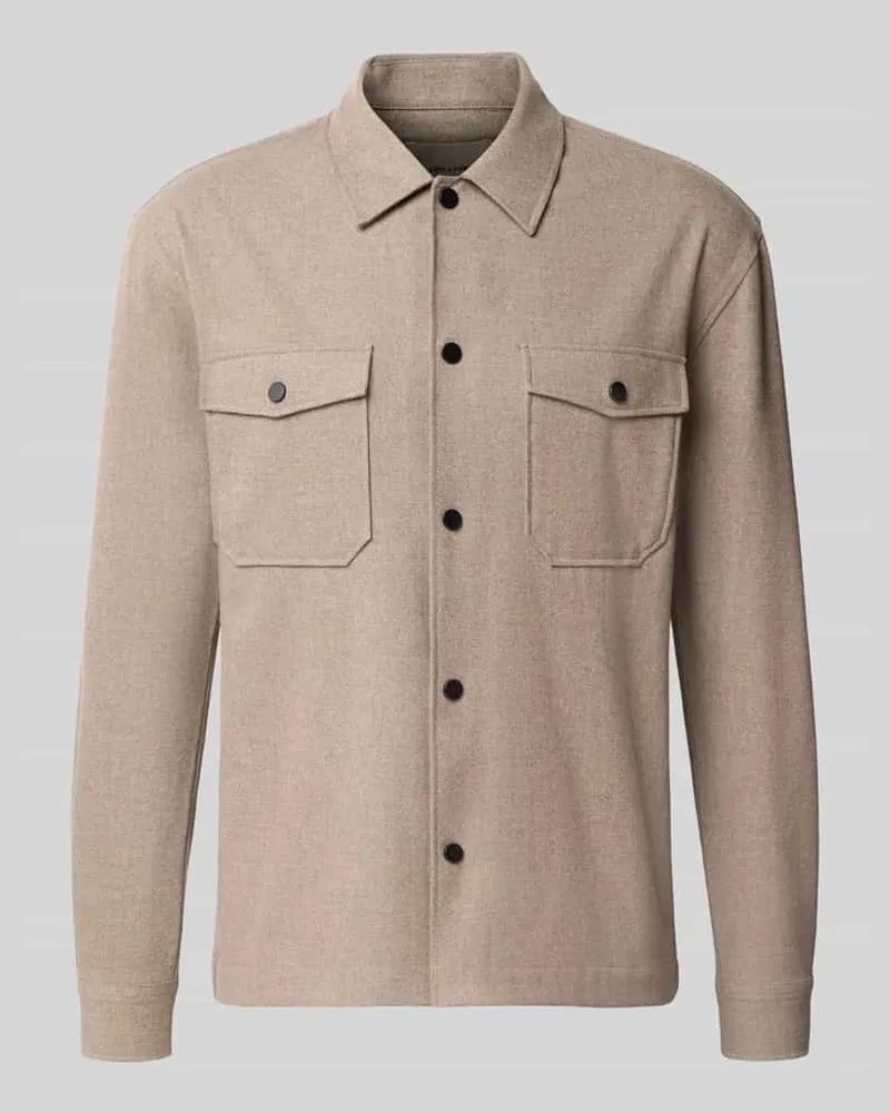 Only & Sons Hemdjacke mit Brusttaschen mit Viskose-Anteil Beige