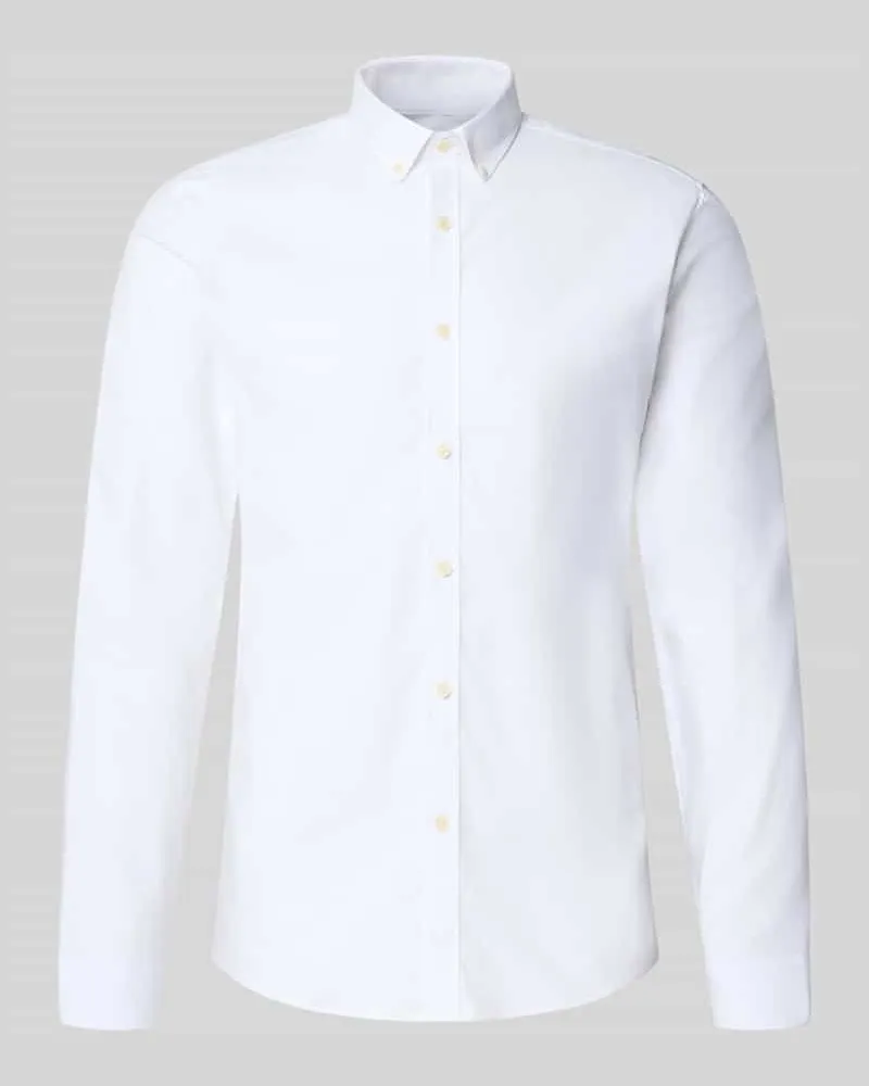 Lindbergh Regular Fit Freizeithemd aus Baumwoll-Mix Modell 'Oxford Weiss
