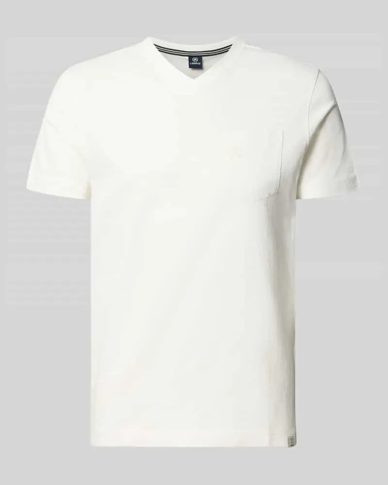 Lerros Regular Fit T-Shirt mit V-Ausschnitt Weiss