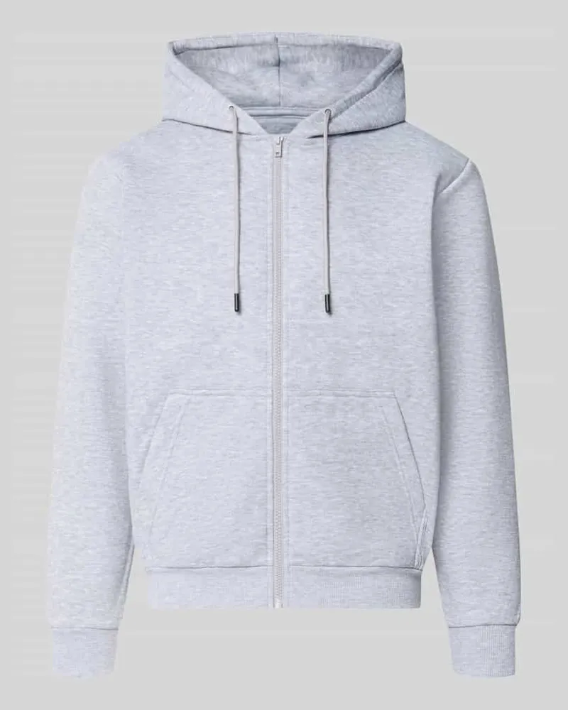 Jack & Jones Regular Fit Sweatjacke aus Baumwoll-Mix Modell 'BRADLEY Hellgrau