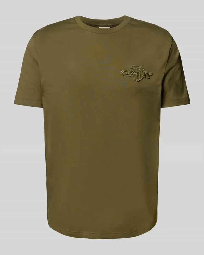 Gant Regular Fit T-Shirt mit Label-Stitching und Rundhalsausschnitt 