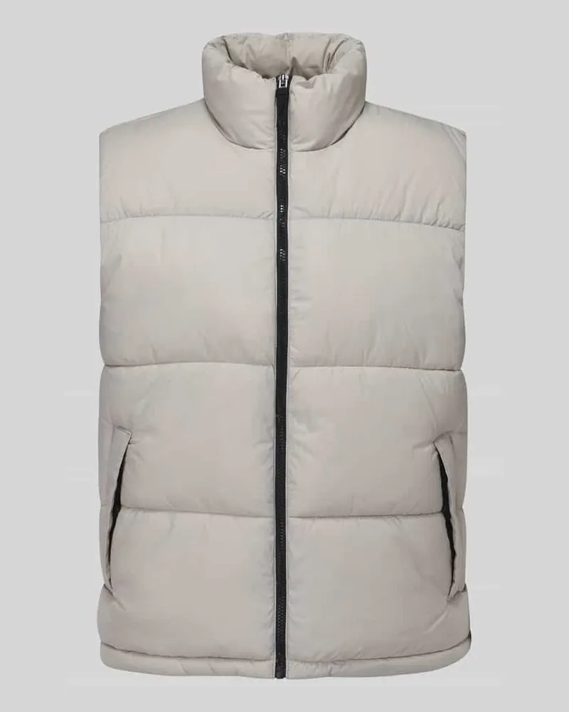 Only & Sons Steppweste mit hohem Stehkragen Sand