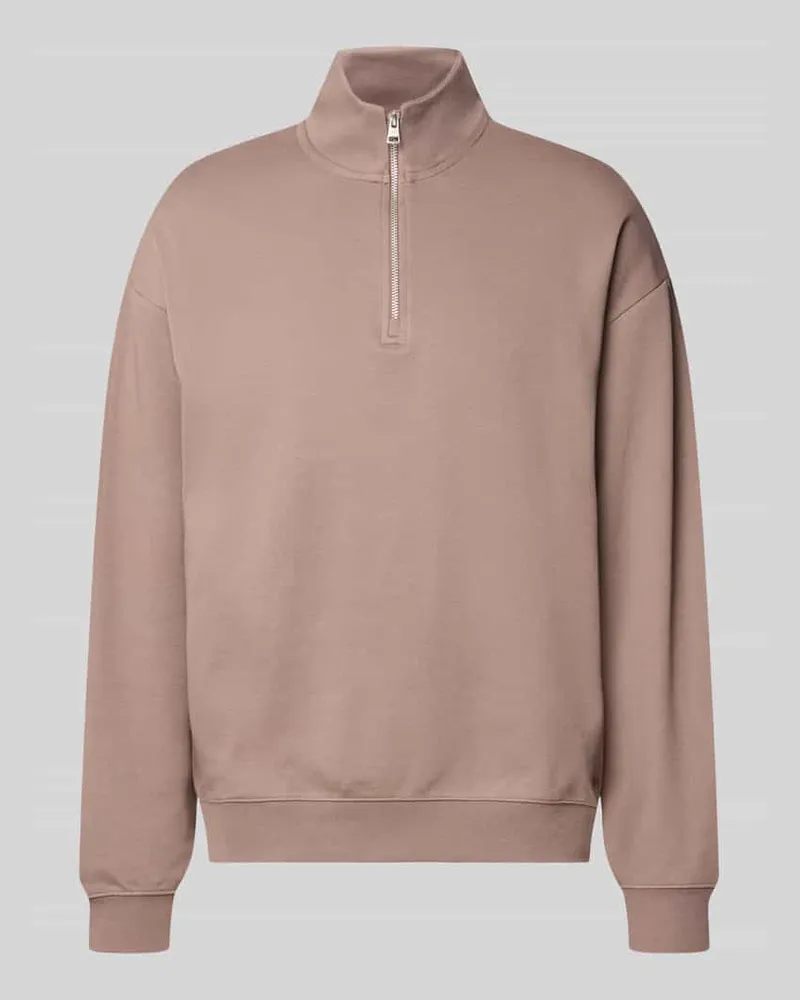 HUGO BOSS Regular Fit Troyer aus Baumwoll-Mix Modell 'Dalizip Hellrot