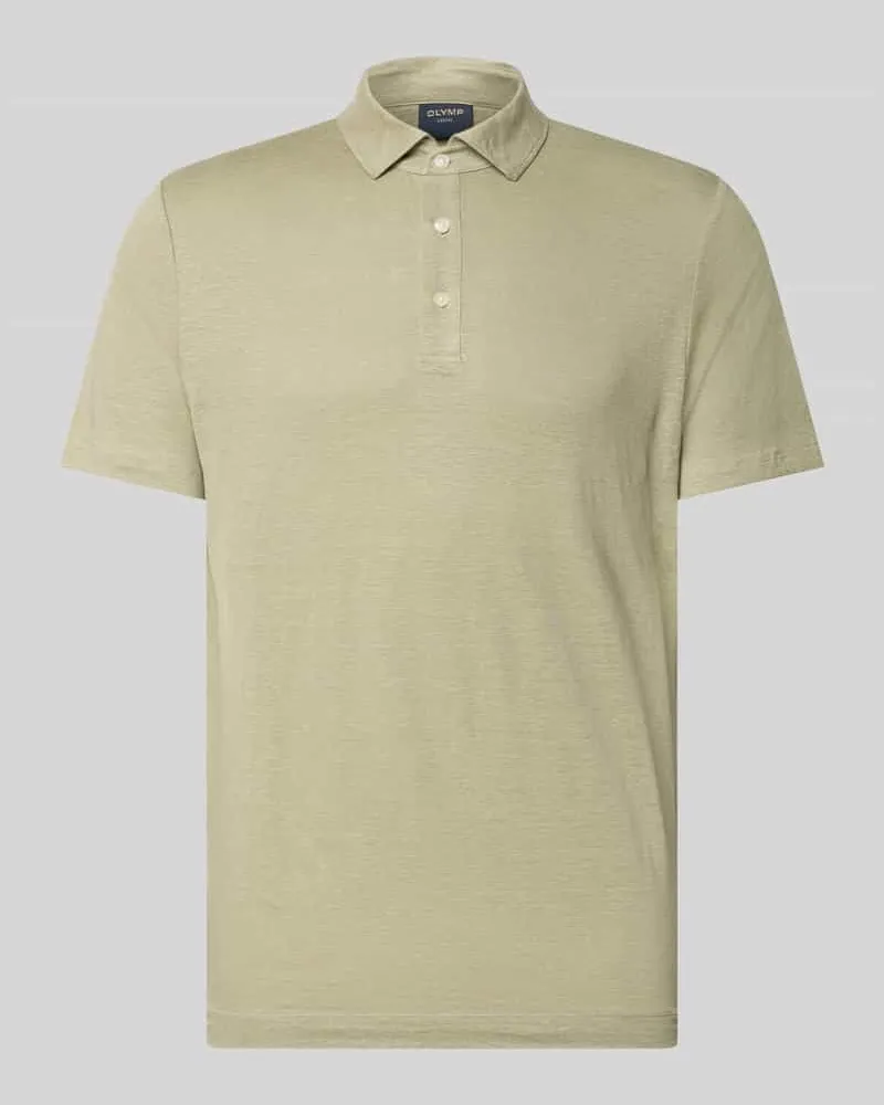 Olymp Regular Fit Poloshirt aus Leinen-Elasthan-Mix Schilf