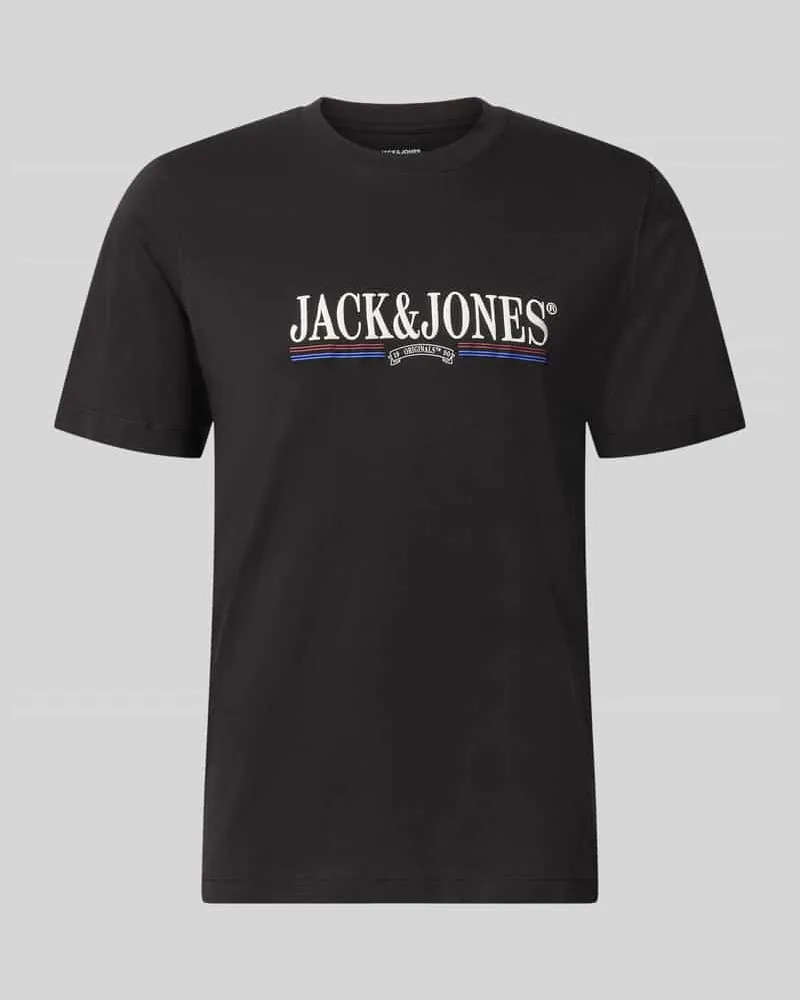 Jack & Jones T-shirt mit Label-Print Modell 'FREDERIKSBERG Black