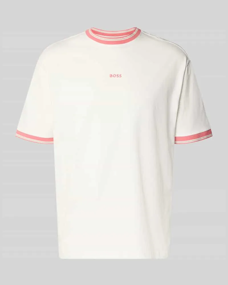 HUGO BOSS Regular Fit T-Shirt aus reiner Baumwolle Modell 'TE_BLOCKS Offwhite