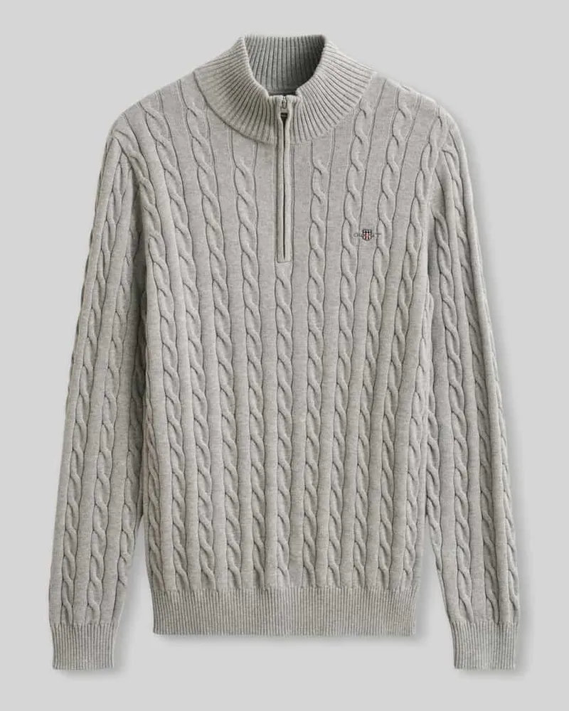 Gant Troyer mit Half Zip Hellgrau