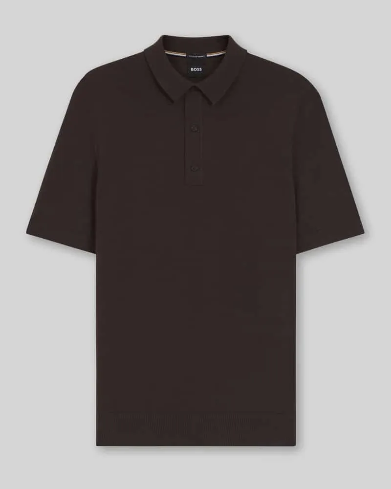 HUGO BOSS Regular Fit Poloshirt aus reiner Schurwolle Modell 'NOLANO Mittelbraun