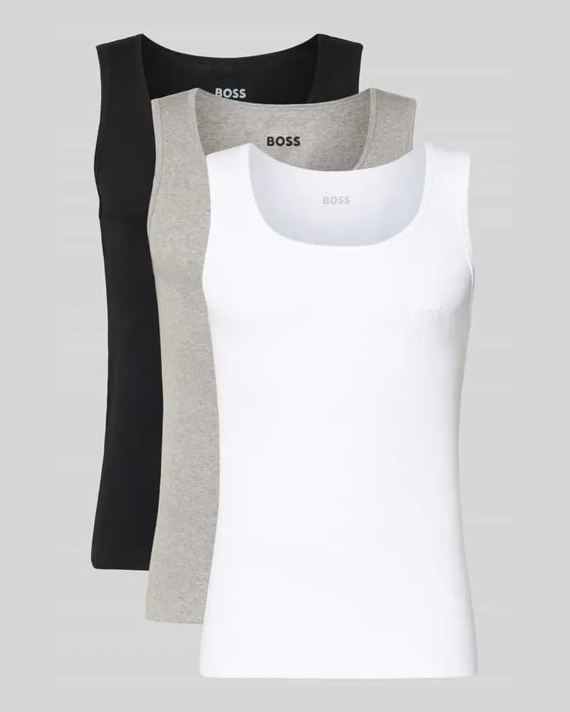 HUGO BOSS Slim Fit Unterhemd aus reiner Baumwolle im 3er-Pack Modell 'ONE Weiss