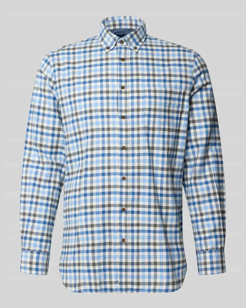 Christian Berg Relaxed Fit Freizeithemd aus reiner Baumwolle mit Vichy-Karo Bleu