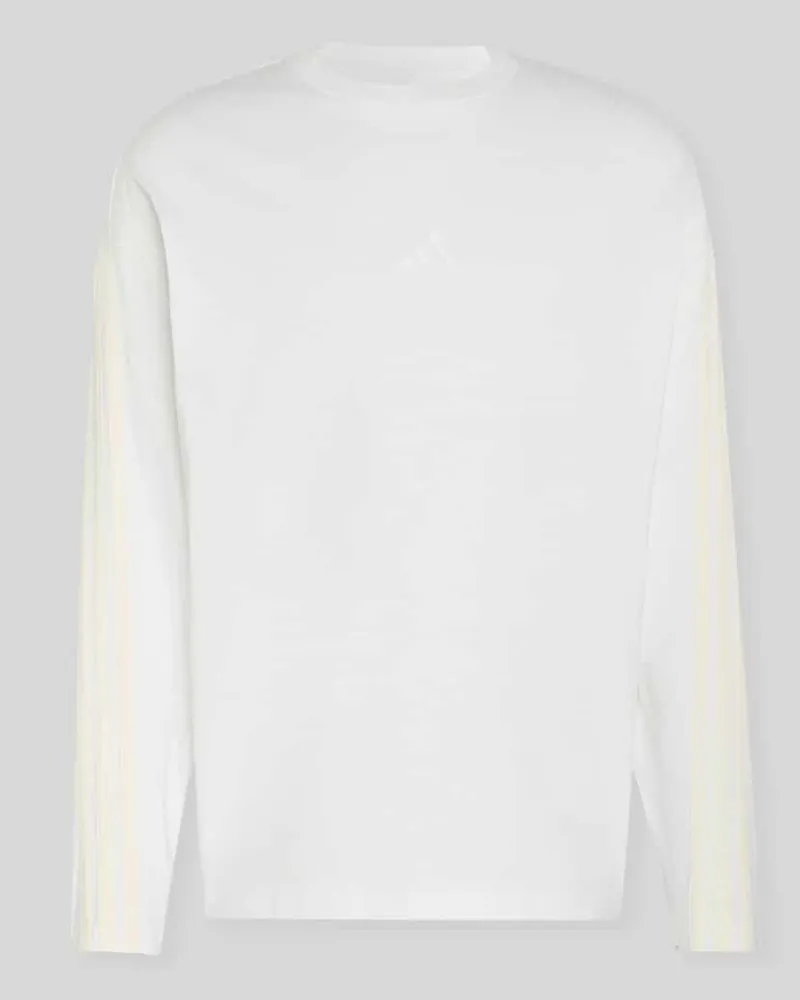 adidas Loose Fit Langarmshirt aus reiner Baumwolle Weiss