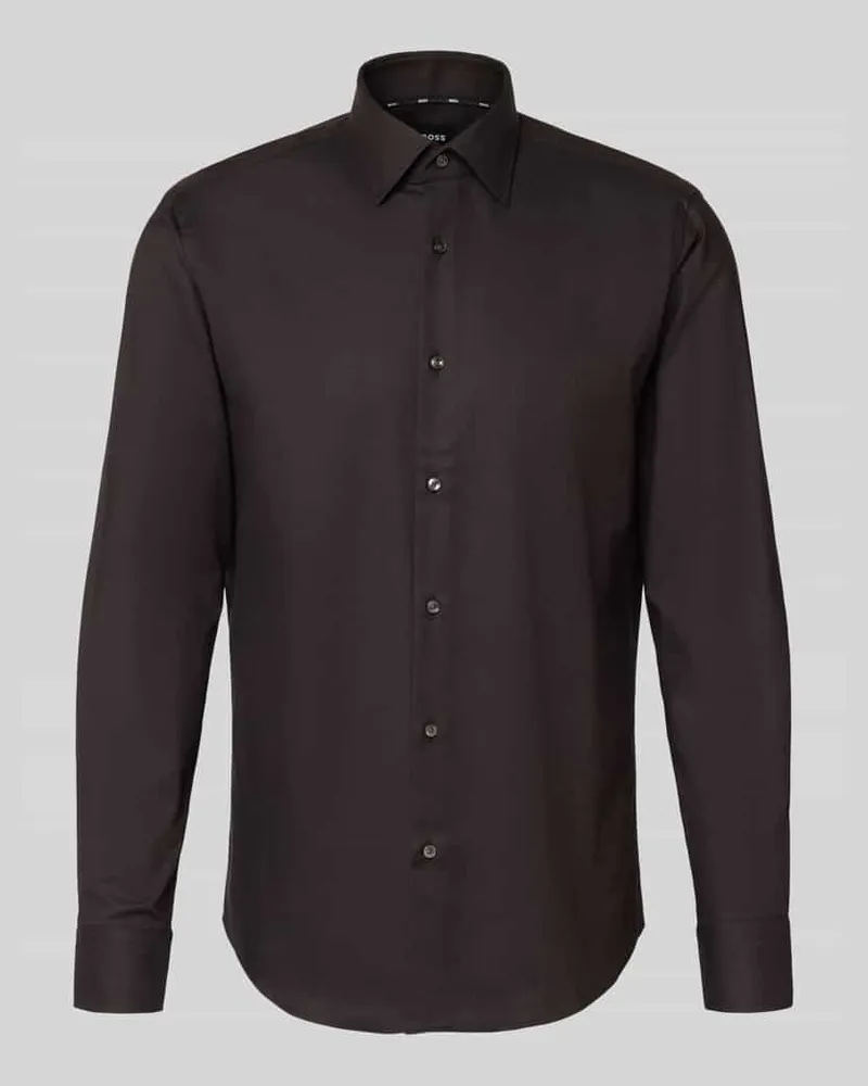 HUGO BOSS Regular Fit Businesshemd aus Baumwoll-Mix Modell 'JOE Dunkelbraun