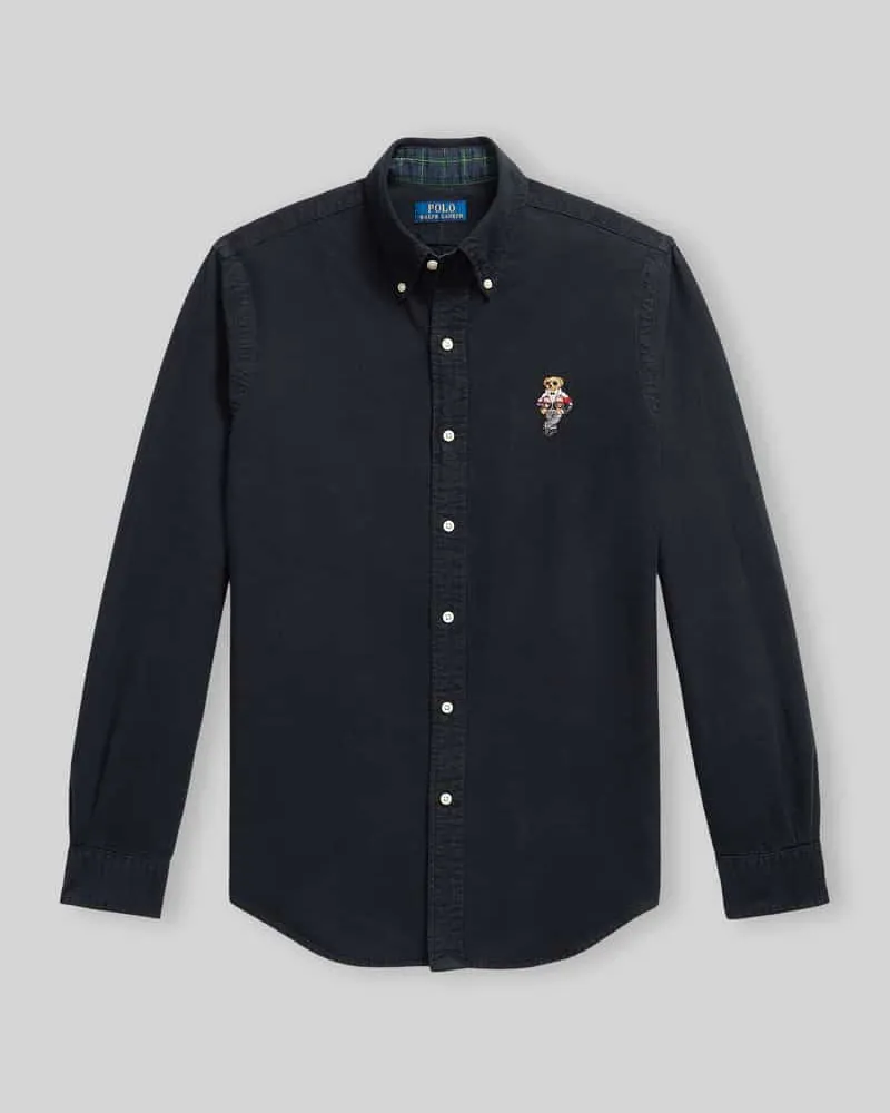 Ralph Lauren Freizeithemd aus reiner Baumwolle mit gesticktem Motiv-Detail Black