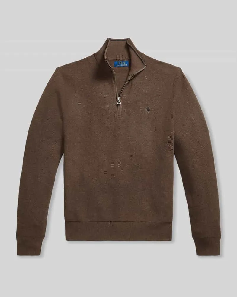 Ralph Lauren Regular Fit Troyer aus reiner Baumwolle Dunkelbraun