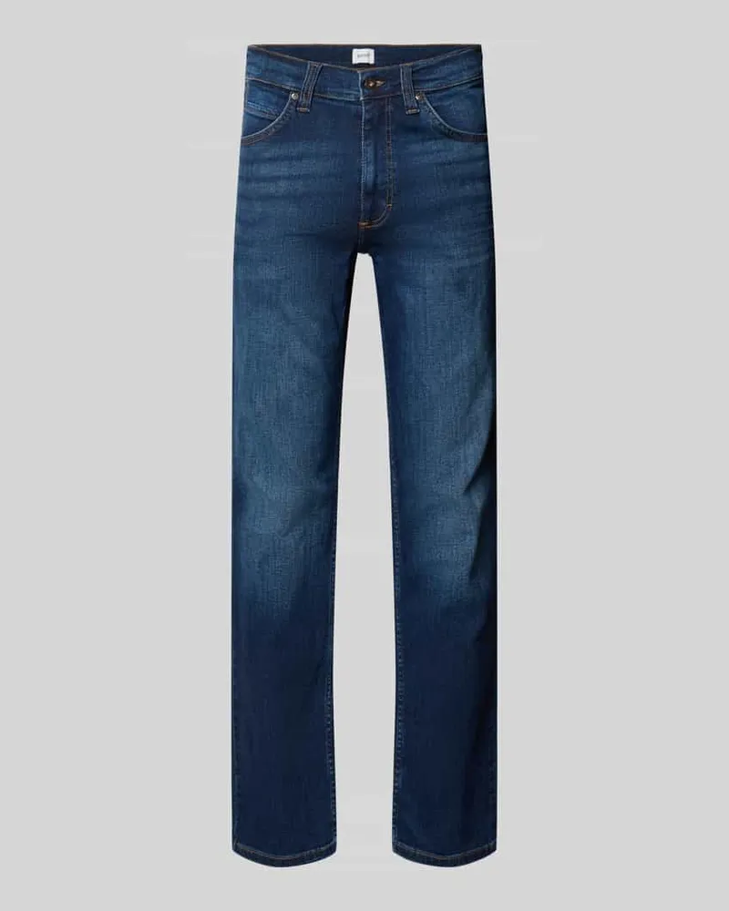 Mustang Straight Fit Jeans aus elastischem Baumwoll-Mix Modell 'Tramper Jeansblau