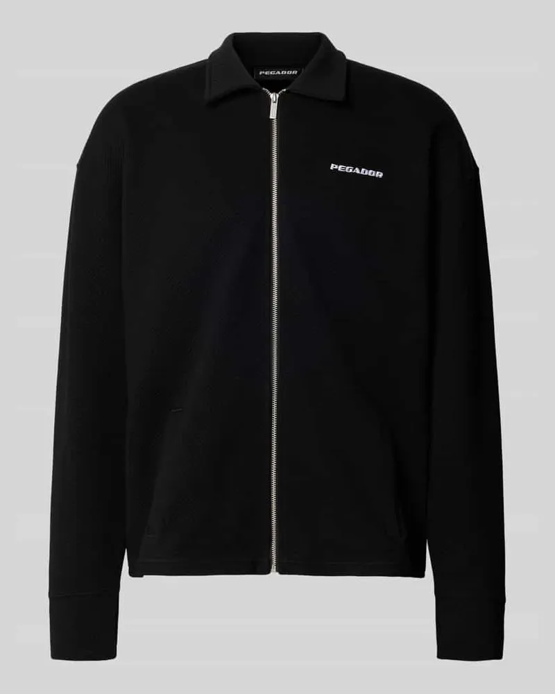 PEGADOR Oversized Sweatjacke mit Strukturmuster Modell 'Tate Black