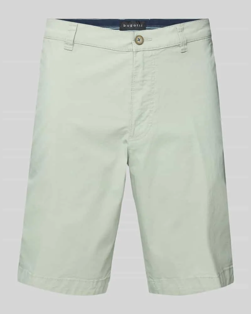 Bugatti Regular Fit Chino-Shorts mit Gürtelschlaufen Modell 'Flat Gruen