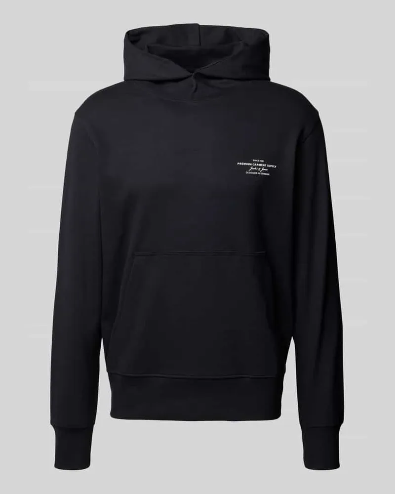 Jack & Jones Hoodie mit Label-Print Modell 'BLACHAD Black