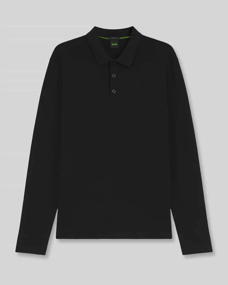 HUGO BOSS Regular Fit Poloshirt aus reiner Baumwolle Modell 'Plisy Black