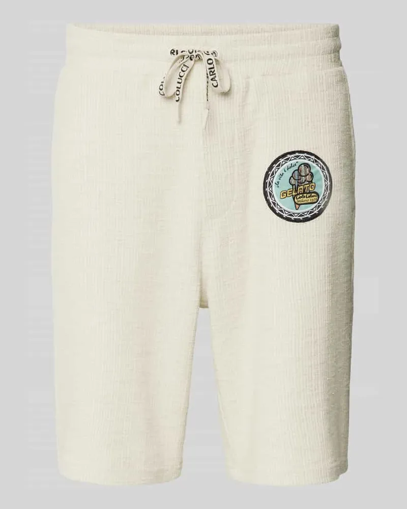 Carlo Colucci Regular Fit Shorts mit Label-Patch Beige