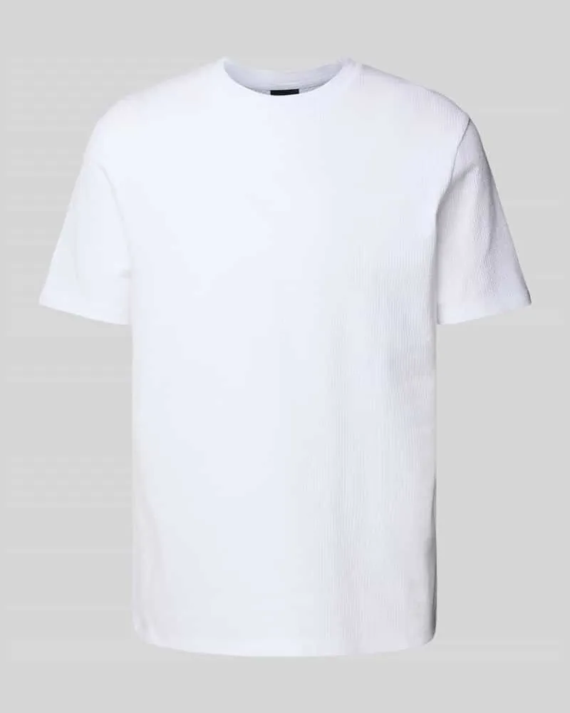 Strellson T-Shirt mit geripptem Rundhalsausschnitt Modell 'Fisher 
