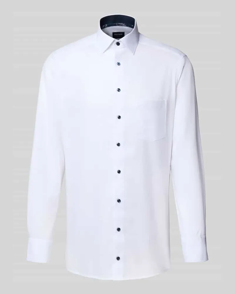 Olymp Modern Fit Businesshemd mit Kentkragen Weiss