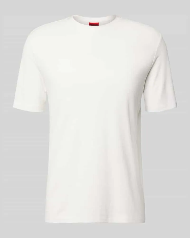 HUGO BOSS Regular Fit T-Shirt aus Lyocell-Leinen-Mix Modell 'DULEROSTEE Offwhite