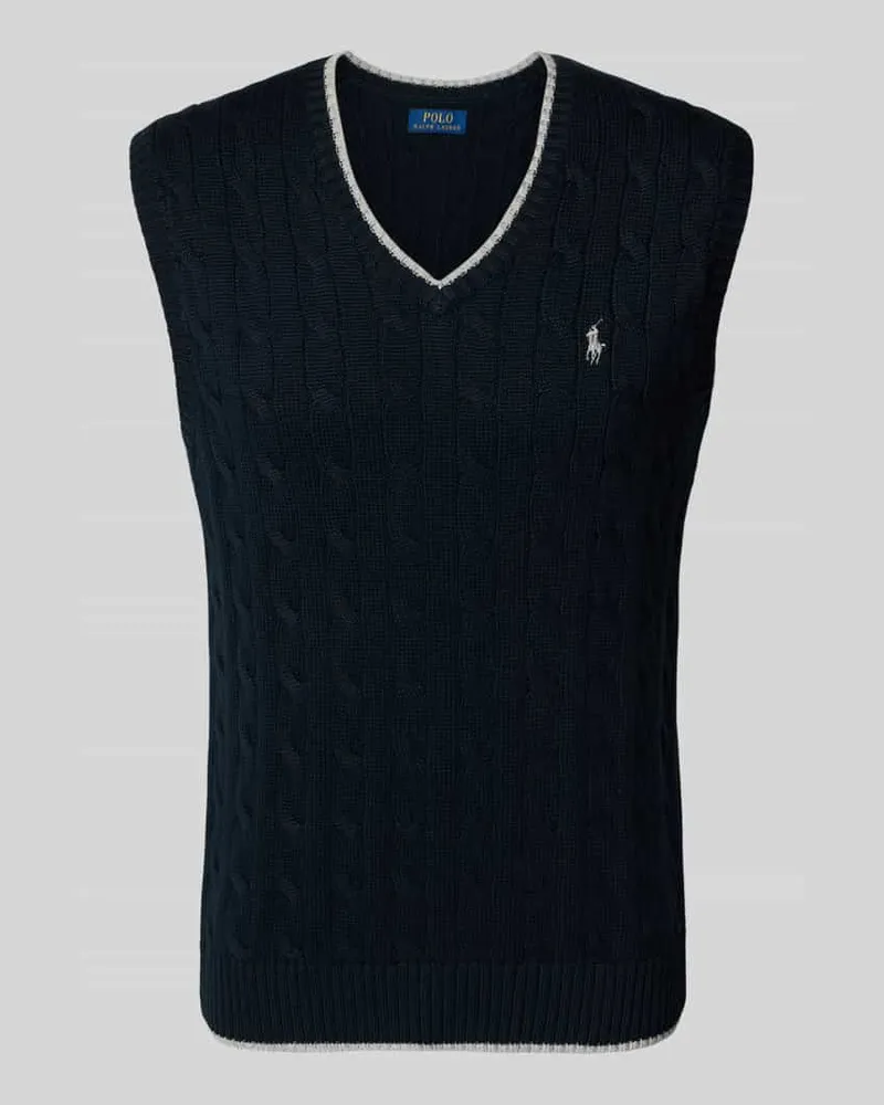 Ralph Lauren Pullunder mit Zopfmuster und V-Ausschnitt 