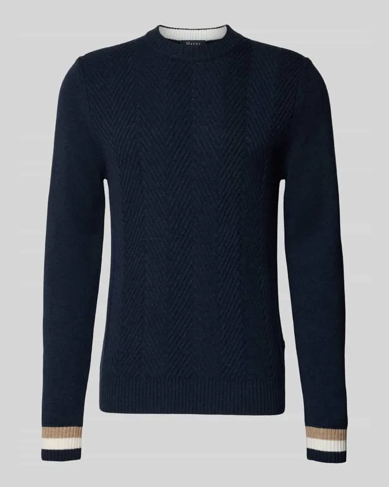 Maerz Strickpullover mit gerippten Abschlüssen Marine