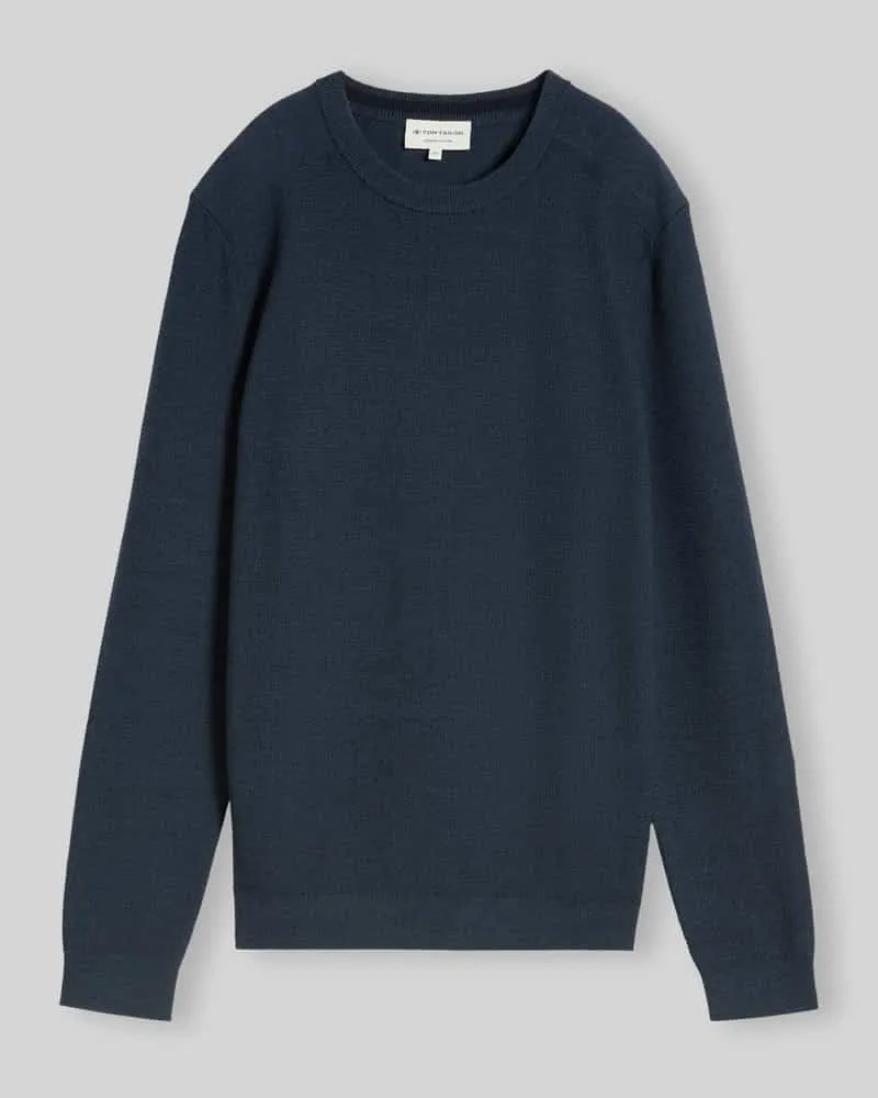 Tom Tailor Pullover mit strukturierter Feinstrickoptik Blau