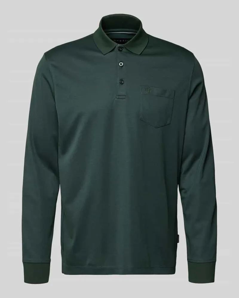 Bugatti Poloshirt mit Label-Stitching Dunkelgruen