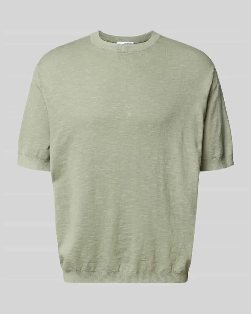 Selected Homme Regular Fit Strickshirt aus Baumwoll-Leinen-Mix Modell 'BERG SUN Hellgruen