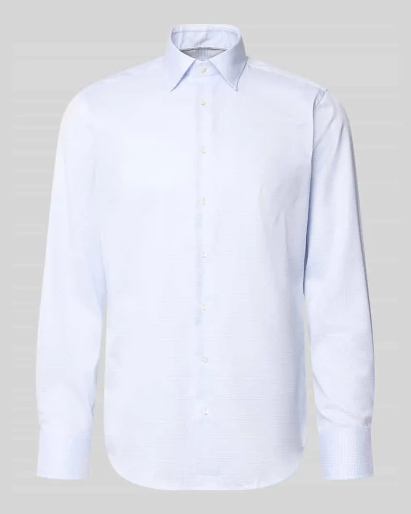 Christian Berg Regular Fit Business-Hemd mit Mini Check und Kentkragen Bleu