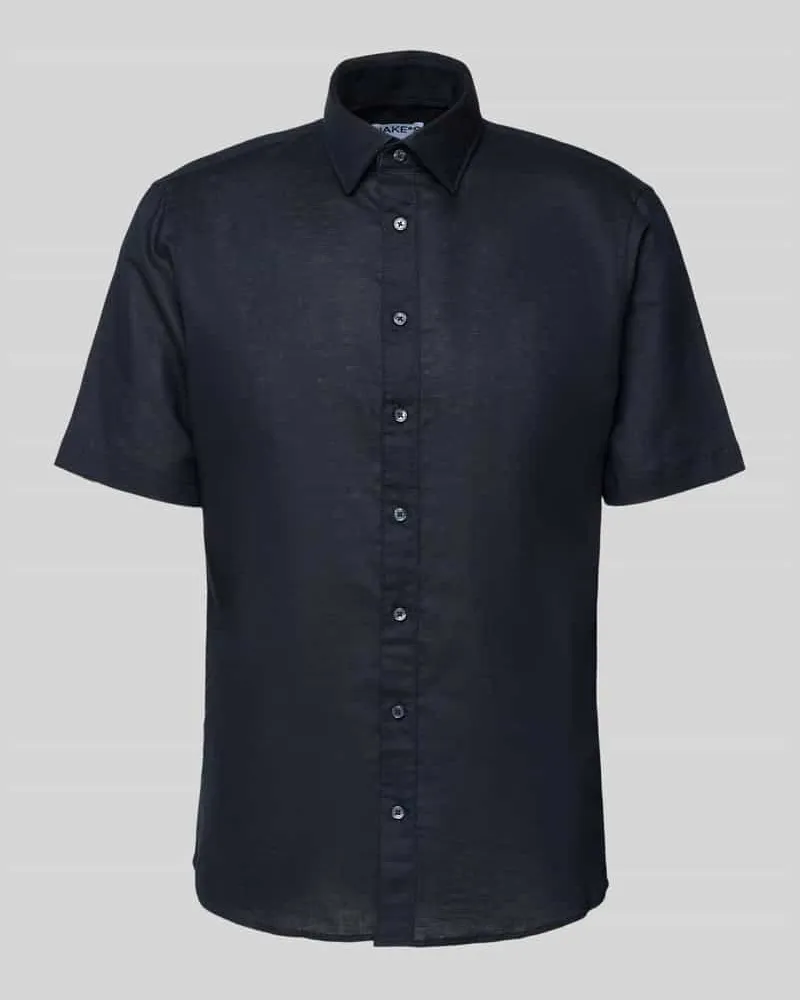 JAKE*S Slim Fit Leinenhemd mit Knopfleiste 