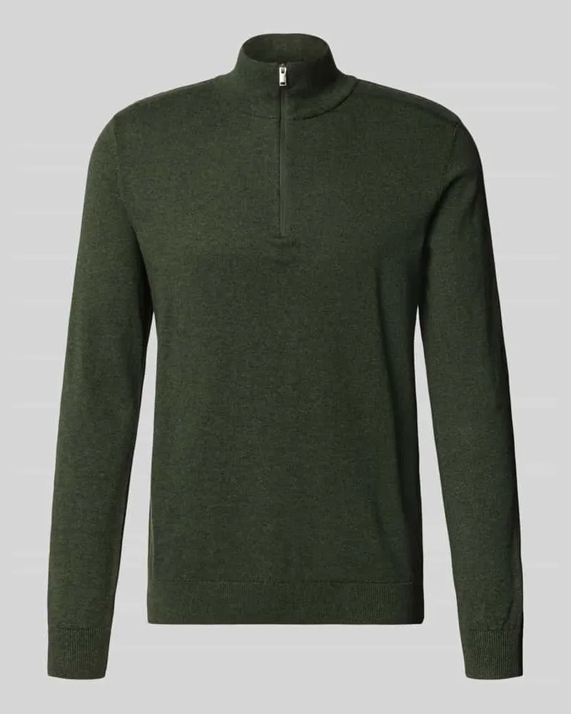 Selected Homme Regular Fit Troyer aus reiner Baumwolle Modell 'BERG Oliv