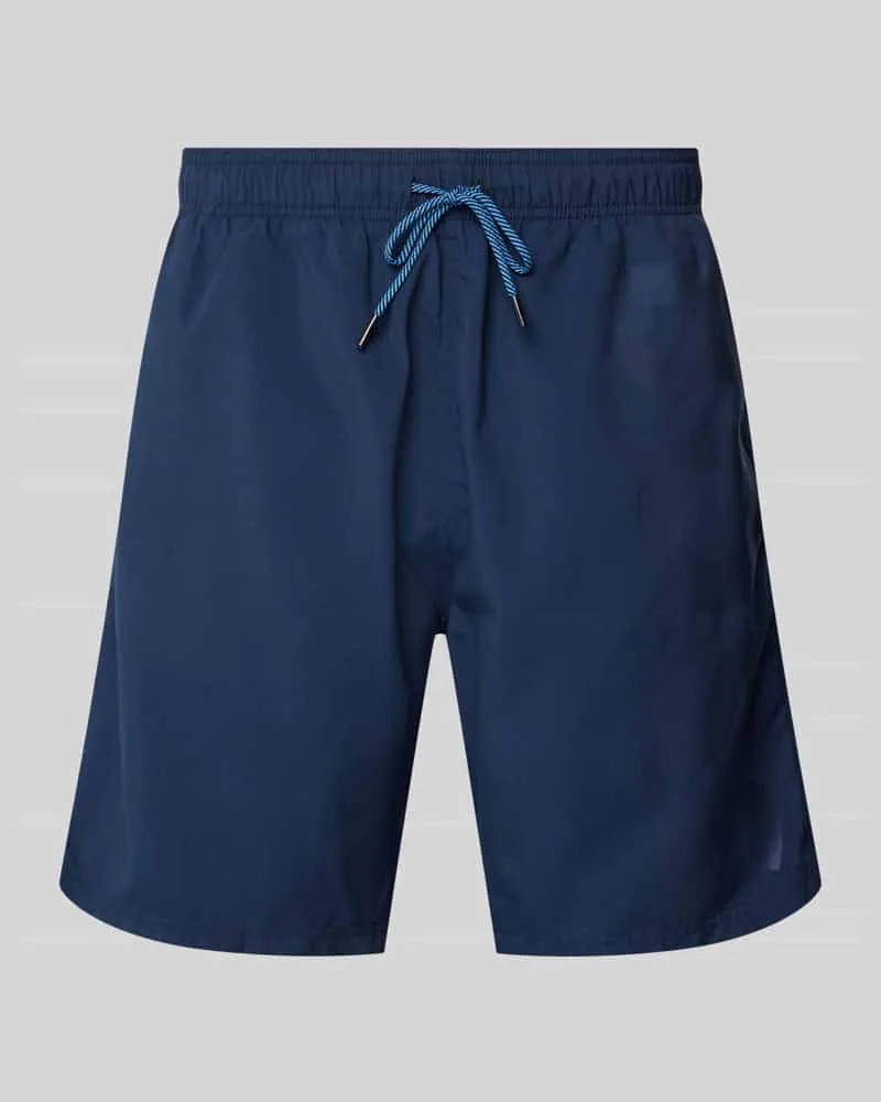 HUGO BOSS Regular Fit Badeshorts mit Label-Print Modell 'Orca Dunkelblau