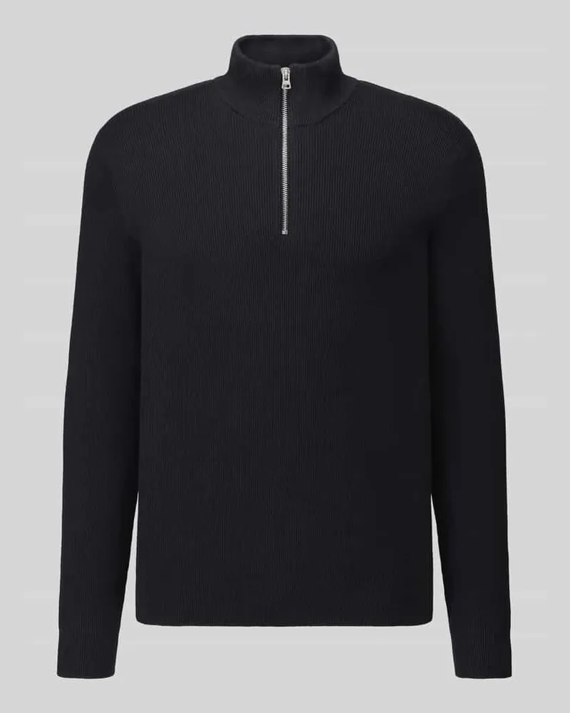 Only & Sons Regular Fit Troyer aus Baumwoll-Mix Modell 'PHIL Dunkelblau