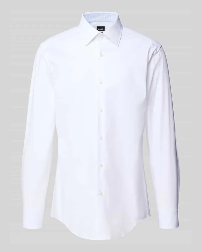 HUGO BOSS Slim Fit Businesshemd aus Baumwoll-Mix Modell 'H-HANK Weiss